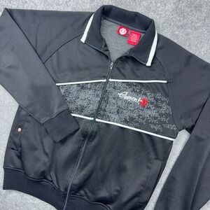 VTG Element Skateboards Track‎ Jacket Mens Large Black Full Zip Embroidered Y2K